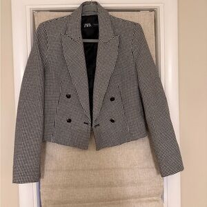 Zara Monochrome Checkered Women's Blazer